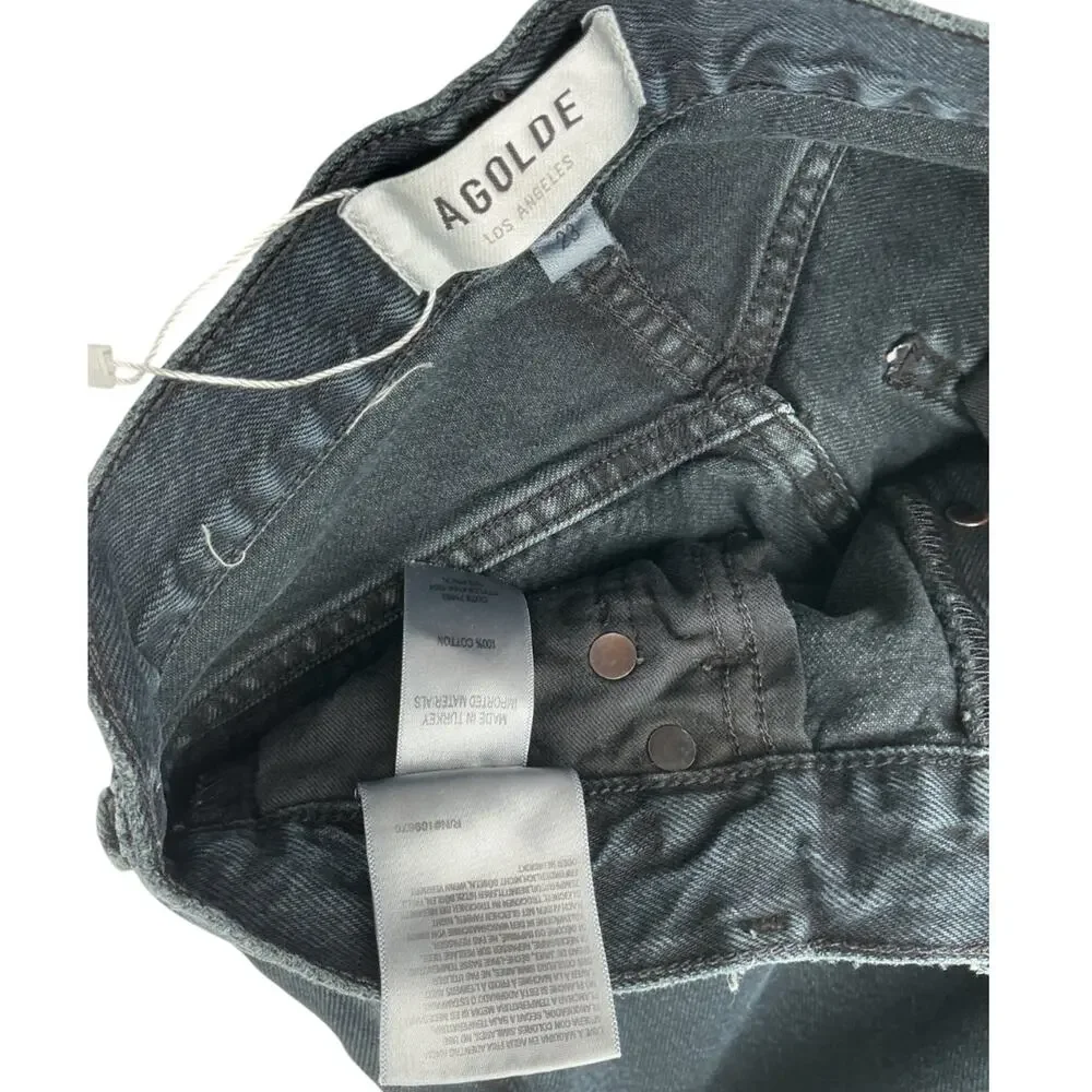 Agolde Classic Black 90s Pinch Waist High Rise Straight Denim Jeans Size 23